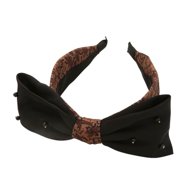 WIDE RIBBON BOW ANIMAL PRINT HEADBAND