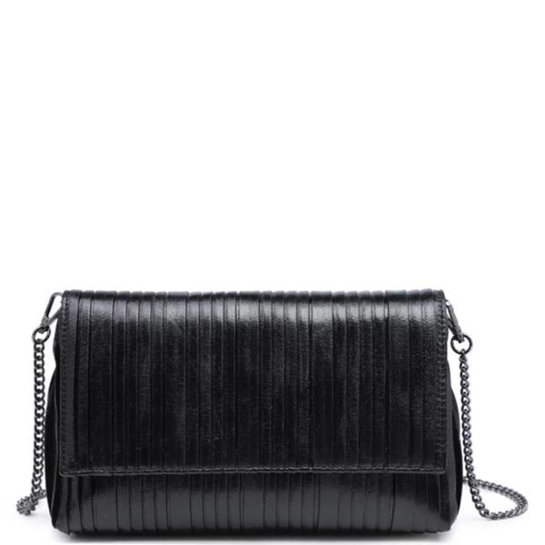 PLEATED METALLIC ESMERALDA CLUTCH BAG