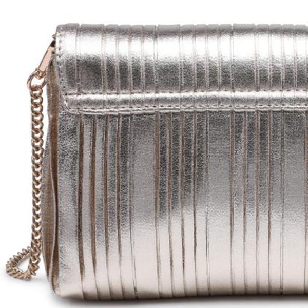 PLEATED METALLIC ESMERALDA CLUTCH BAG