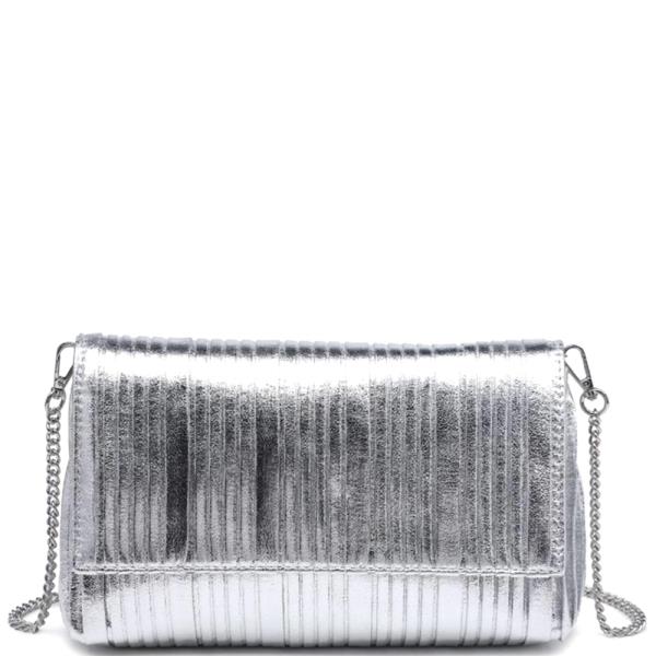 PLEATED METALLIC ESMERALDA CLUTCH BAG