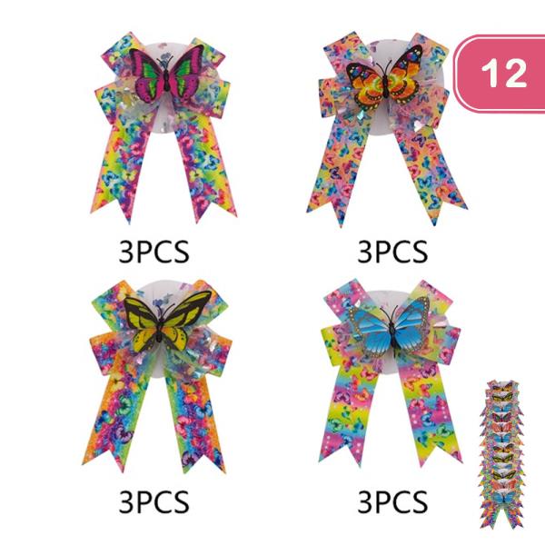 BUTTERFLY HAIR BOW PINS (12 UNITS)