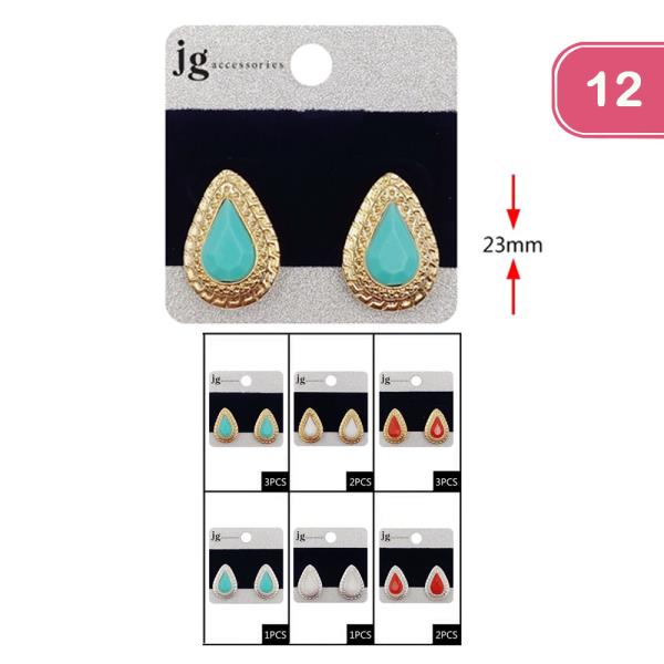 STONE TEARDROP EARRING (12 UNITS)