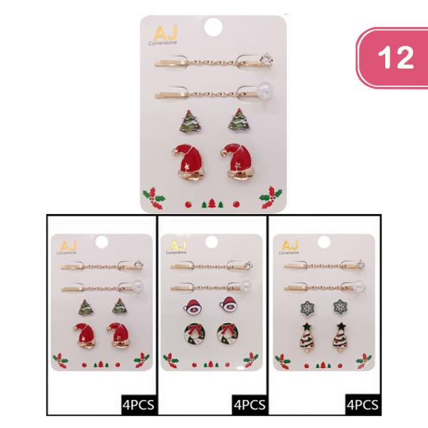 CHRISTMAS EARRING AND HAIR PINS (12 UNITS)