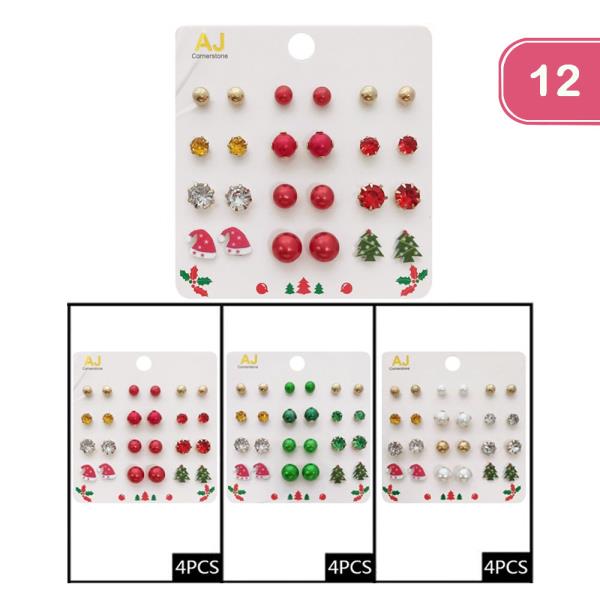 CHRISTMAS ASSORTED EARRING SET (12 UNITS)