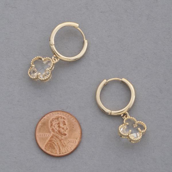 CLOVER CHARM HUGGIE HOOP EARRING