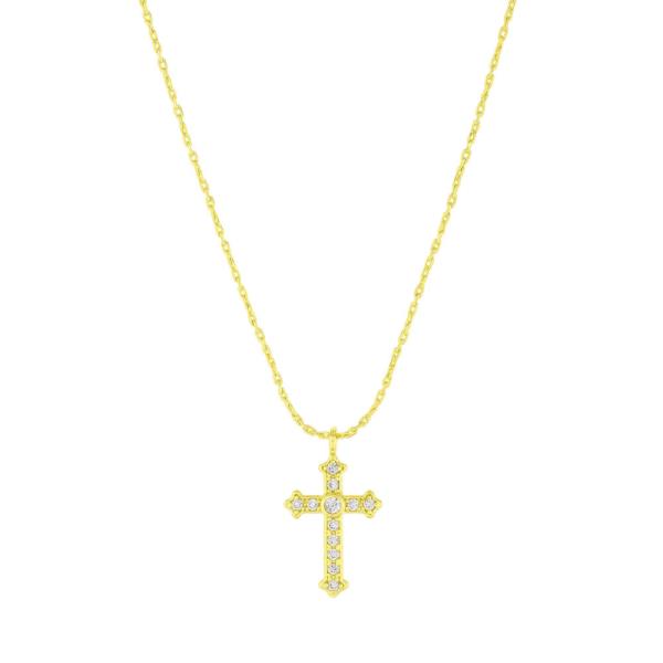 RHINESTONE PAVED CROSS PENDANT NECKLACE