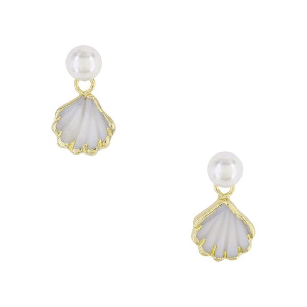 PEARL ACCENT SEASHELL DANGLE EARRING