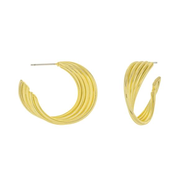 BRASS GOLD PLATED C HOOP EARRING