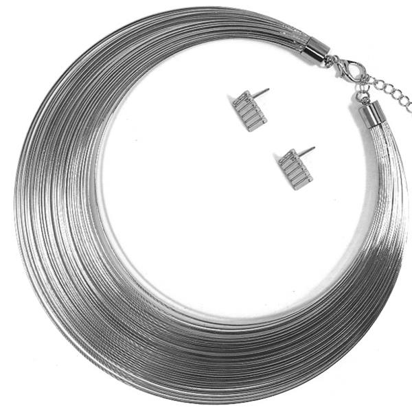 METAL ROUND NECKLACE EARRING SET