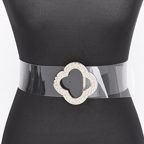 RHINESTONE METAL BUCKLE CLEAR BELT