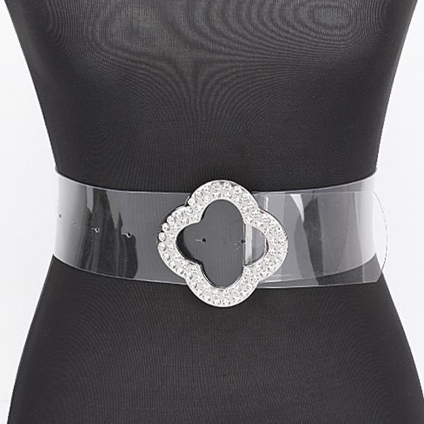 RHINESTONE METAL BUCKLE CLEAR BELT