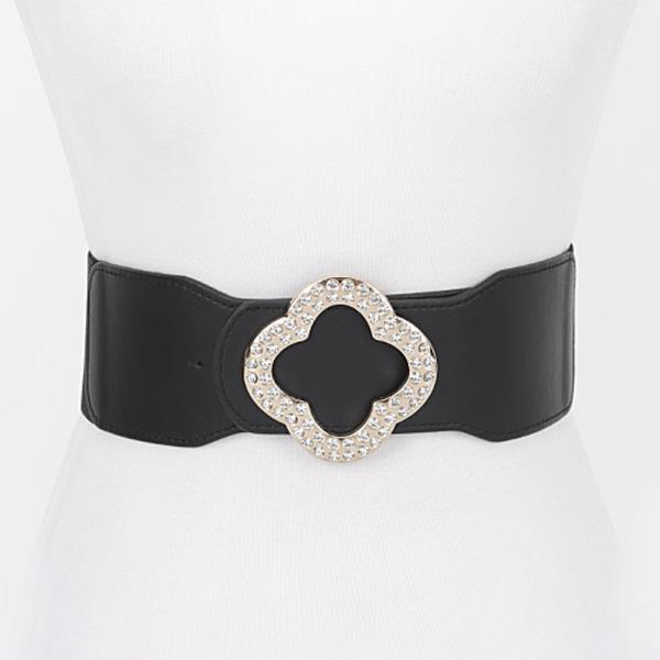 FAUX LEATHER METAL METAL BUCKLE STRETCH BELT