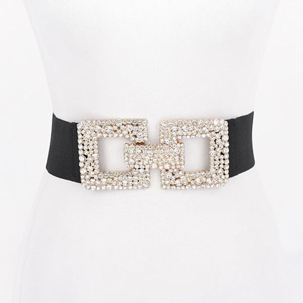 RHINESTONE BUCKLE ELASTIC BELT