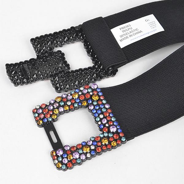 RHINESTONE BUCKLE ELASTIC BELT