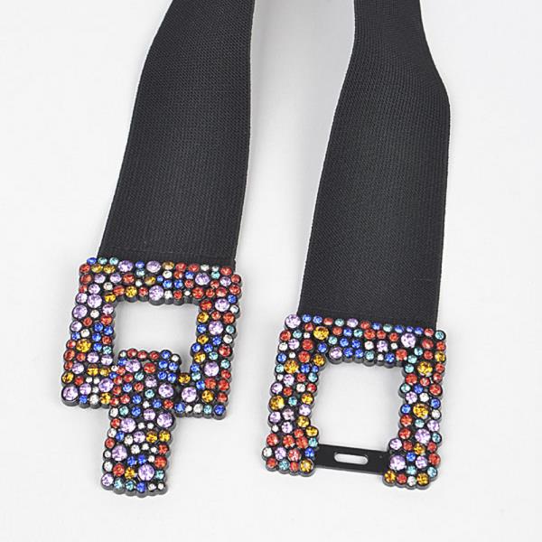 RHINESTONE BUCKLE ELASTIC BELT