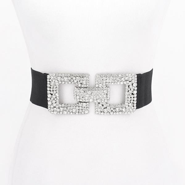 RHINESTONE BUCKLE ELASTIC BELT