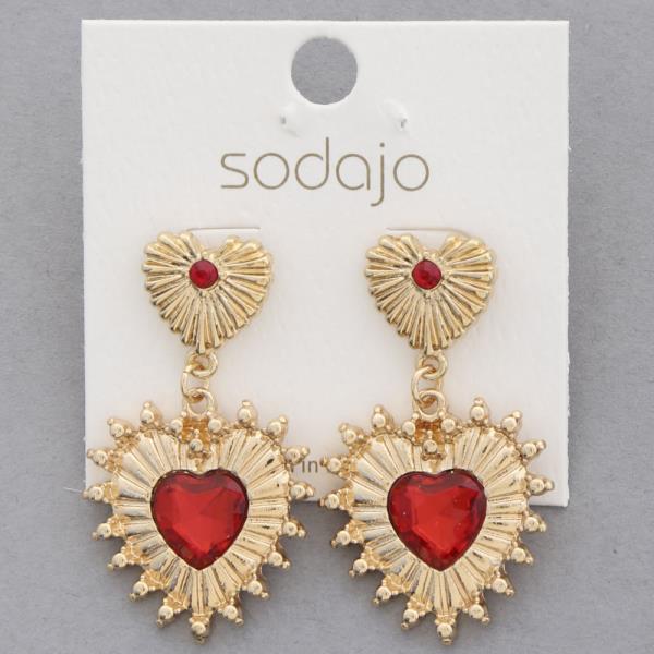 SODAJO DOUBLE HEART CRYSTAL DANGLE EARRING