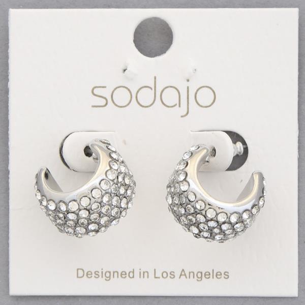 SODAJO RHINESTONE OPEN HOOP EARRING