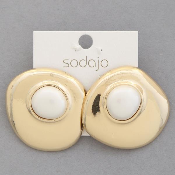 SODAJO PEARL BEAD ROUND METAL EARRING