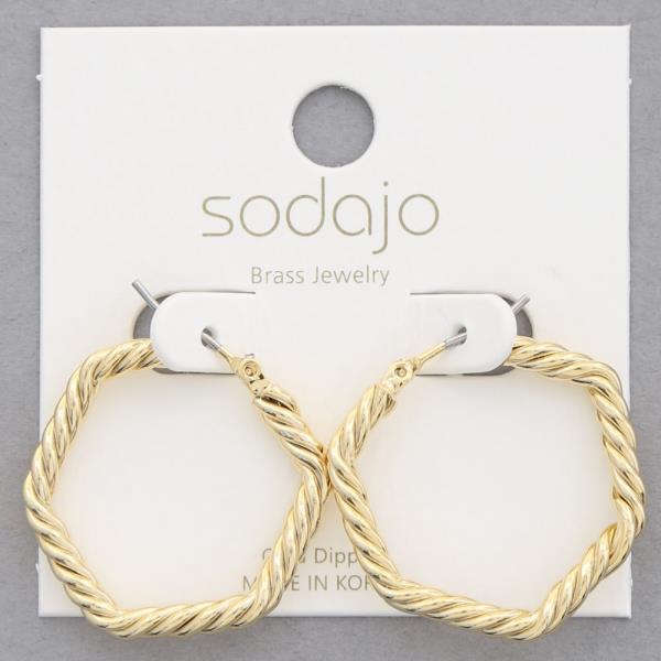 SODAJO HEXAGON SHAPE GOLD DIPPED EARRING