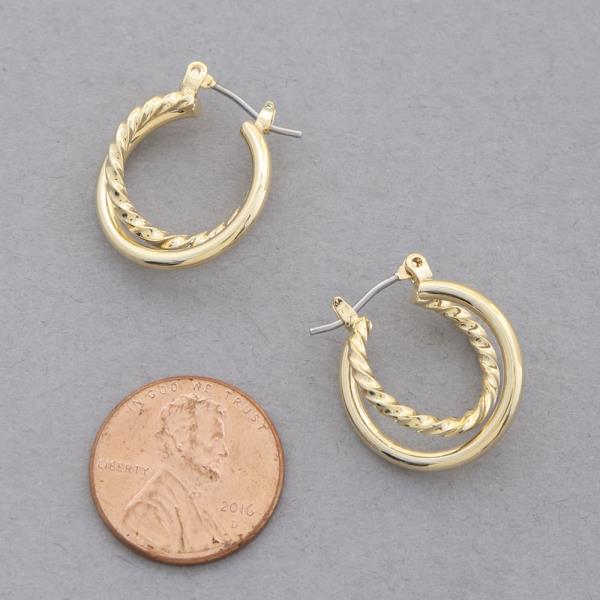 SODAJO TWISTED SOLID DOUBLE HOOP GOLD DIPPED EARRING