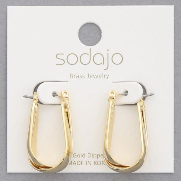 SODAJO DOUBLE LONG OVAL GOLD DIPPED EARRING