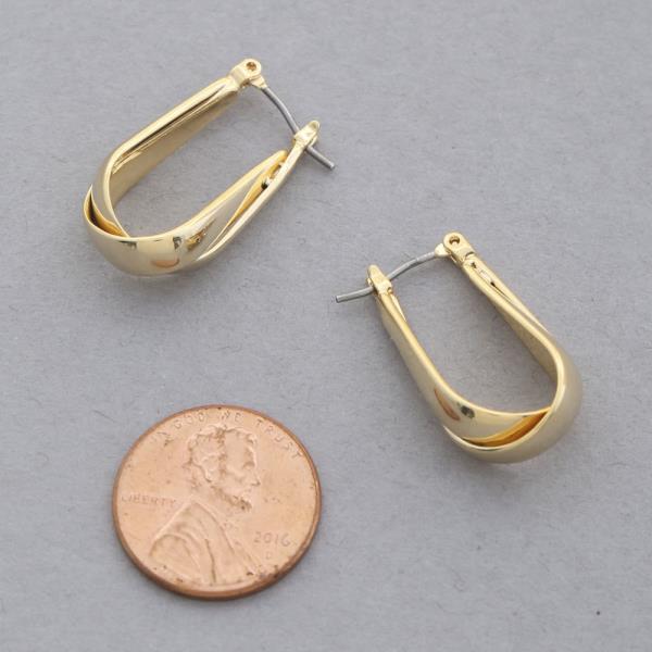 SODAJO DOUBLE LONG OVAL GOLD DIPPED EARRING