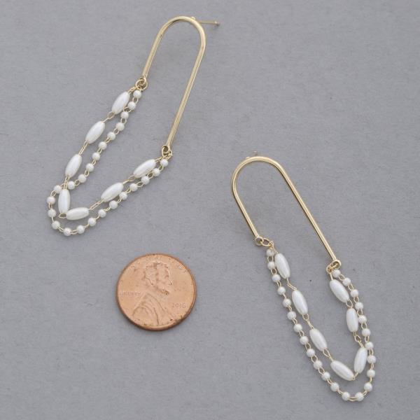 SODAJO PEARL BEAD CHAIN DANGLE EARRING