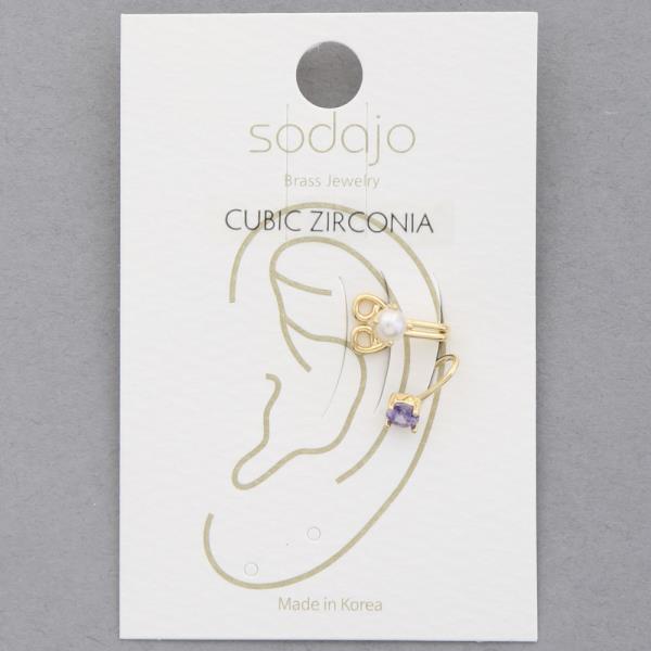 SODAJO CZ PEARL BEAD EAR CUFF