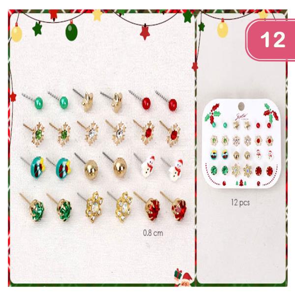 ASSORTED CHRISTMAS EARRING SET (12 UNITS)