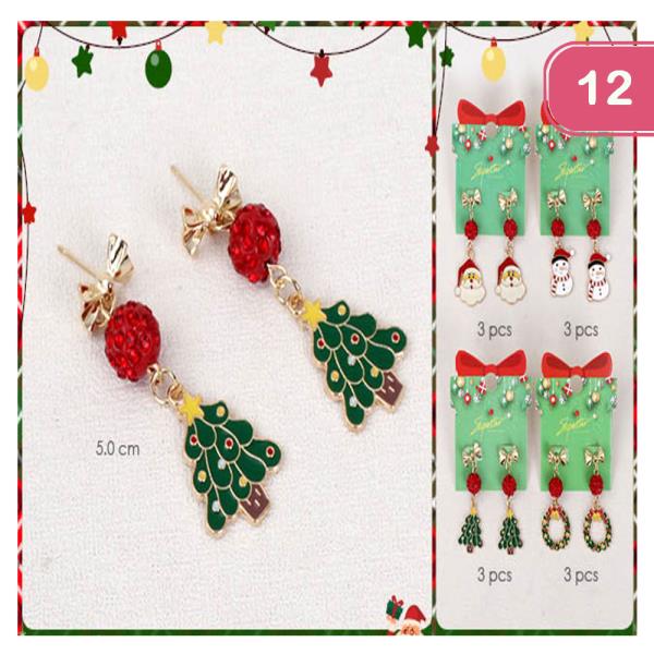 CHRISTMAS DANGLE EARRINGS (12 UNITS)