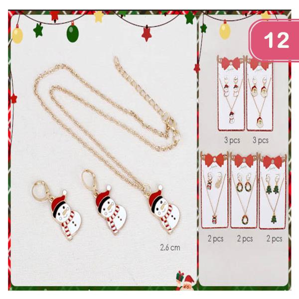 CHRISTMAS EARRING NECKLACE SET (12 UNITS)