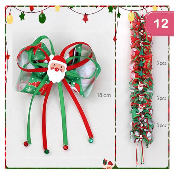 CHRISTMAS HAIR BOW WITH BELLS (12 UNITS)