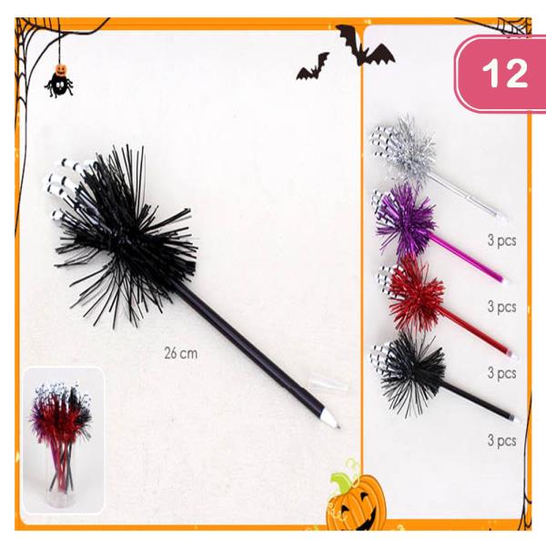 HALLOWEEN SKELETON HAND WITH POM POM PEN (12 UNITS)