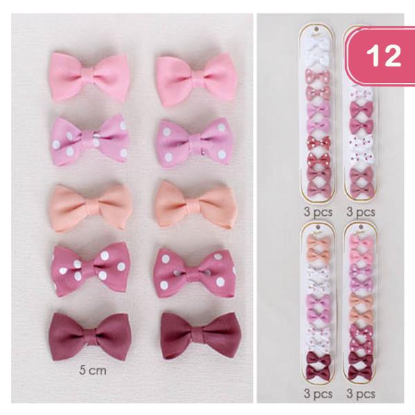 MINI BOW HAIR PINS (12 UNITS)