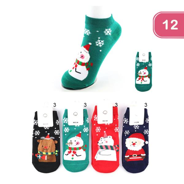 CHRISTMAS ANKLE SOCKS (12 UNITS)