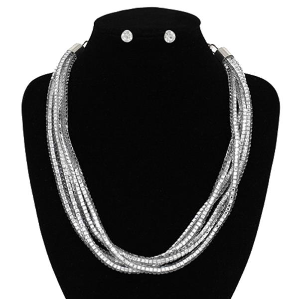 RHINESTONE ROPE MULTI LINE NECKLACE SET