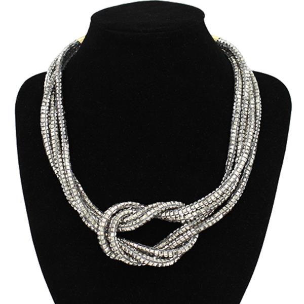 RHINESTONE TWIST MULTI LINE NECKLACE