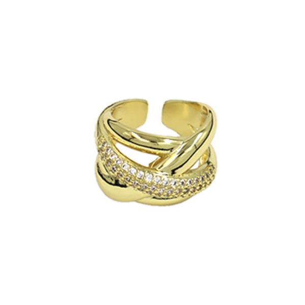 RHINESTONE PAVED TWIST OPEN RING