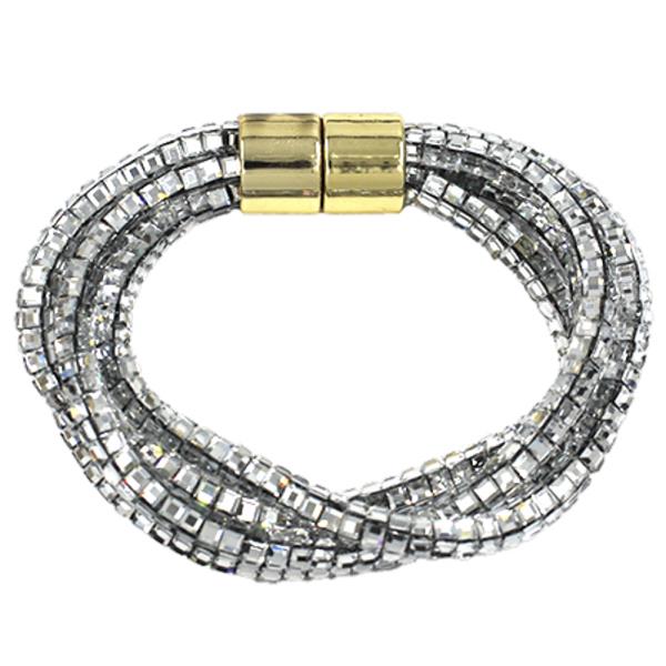 RHINESTONE TWIST ROPE MAGNET CLASP BRACELET