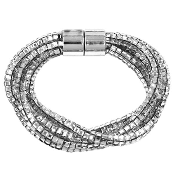 RHINESTONE TWIST ROPE MAGNET CLASP BRACELET