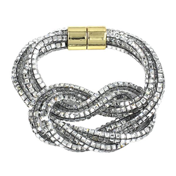 RHINESTONE TWIST ROPE MAGNET CLASP BRACELET