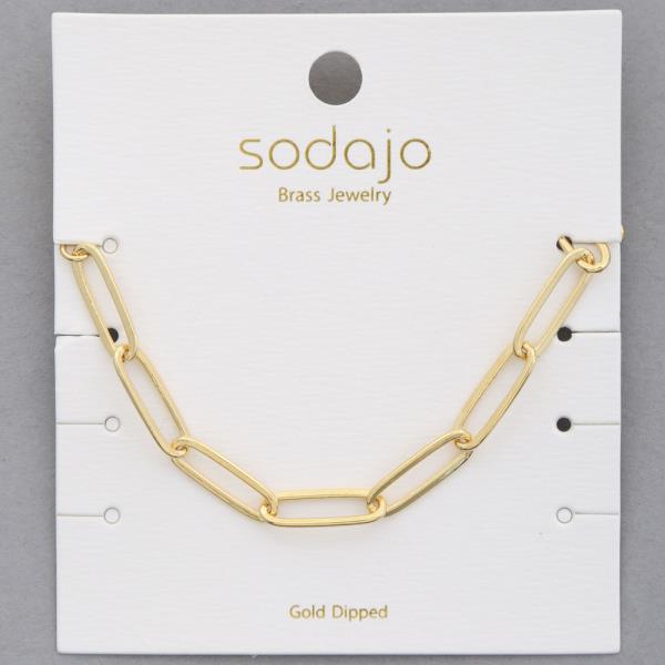 SODAJO LONG OVAL LINK GOLD DIPPED BRACELET