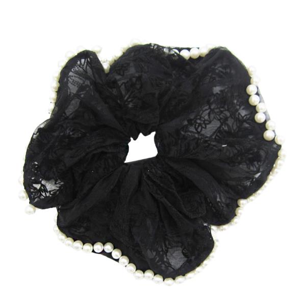 EDGE PEARL FLOWER MESH HAIR SCRUNCHIES