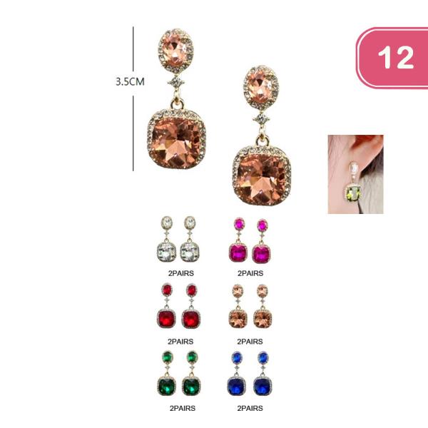 DANGLE RHINESTONE EARRING (12 UNITS)