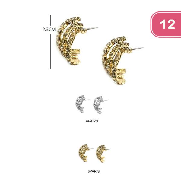 RHINESTONE LAYERED HOOP EARRING (12 UNITS)