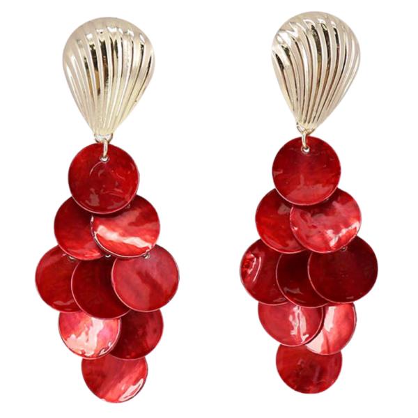 METAL COLOR ROUND DANGLE EARRING