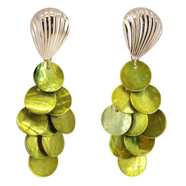 METAL COLOR ROUND DANGLE EARRING