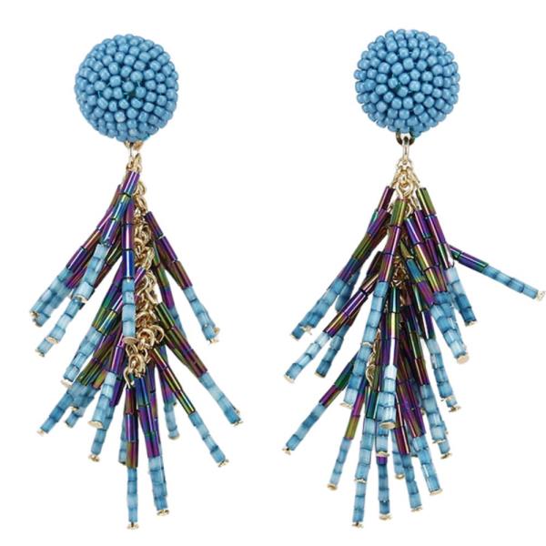 SEED BEAD TASSEL DANGLE EARRING