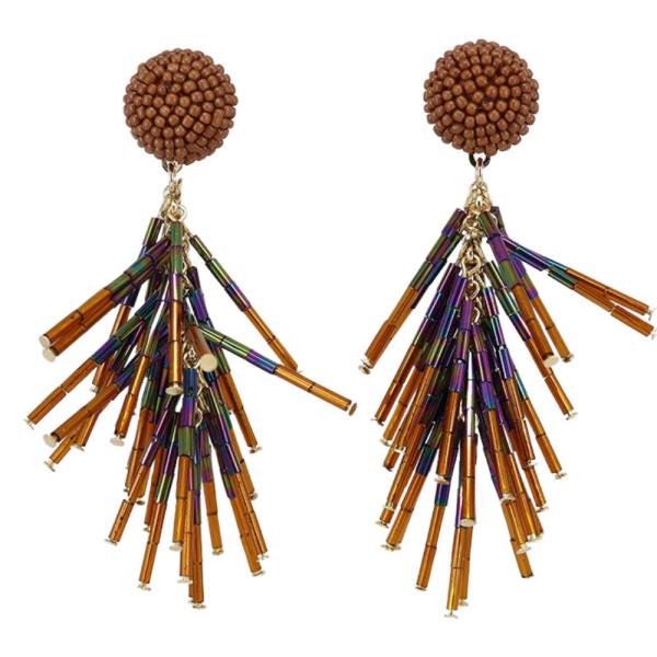 SEED BEAD TASSEL DANGLE EARRING